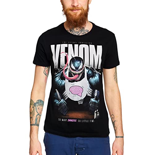 Elbenwald Venom T-Shirt So Many Snacks Motiv Frontprint Marvel Damen Herren Baumwolle schwarz - XL von Elbenwald