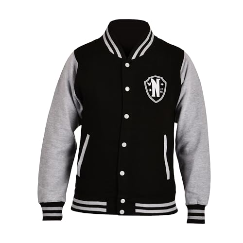 Elbenwald Wednesday Nevermore Academy College Jacke für Herren Damen Unisex Baumwolle schwarz, grau - L von Elbenwald