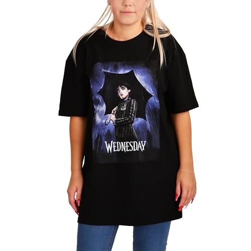 Elbenwald Wednesday T-Shirt Oversize mit Teaser Poster Motiv für Herren Damen Unisex Baumwolle schwarz - L von Elbenwald