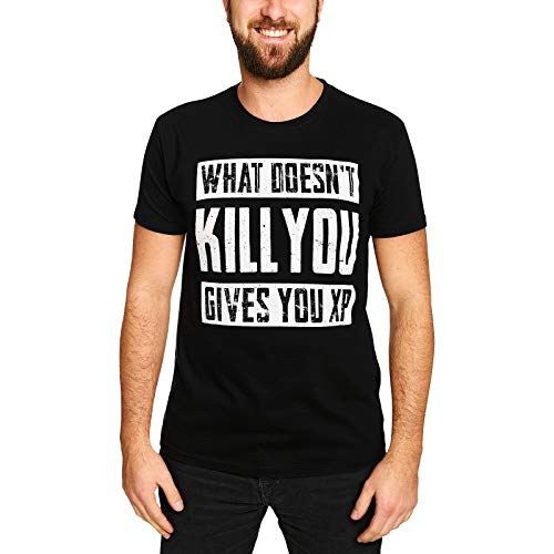 Elbenwald What Doesn't Kill You Gives You XP Herren T-Shirt für Gaming Fans Baumwolle schwarz - XL von Elbenwald