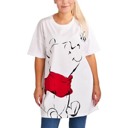 Elbenwald Winnie Puuh Oversized T-Shirt Baumwolle für Herren Damen Unisex Weiß - L von Elbenwald