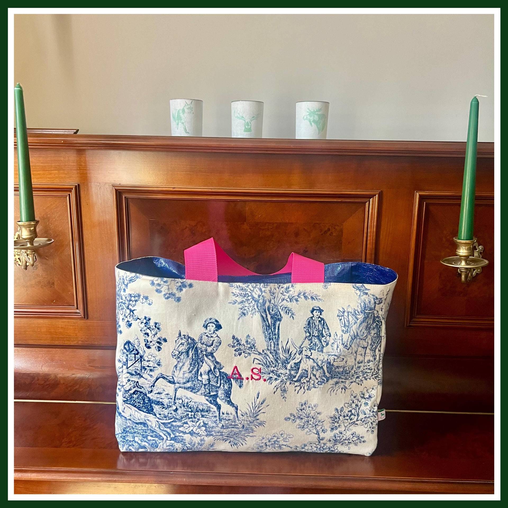Shopper Aus Toile De Jouy Stoff von ElbkinderManufaktur