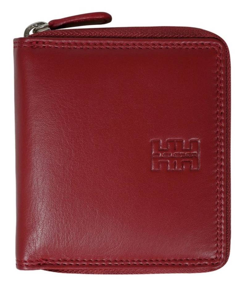Elbleder Geldbörse 109 Carré umlaufender Reißverschluss kleineres Hochformat, mit 6 Kartenfächern und RFID Schutz Rot von Elbleder