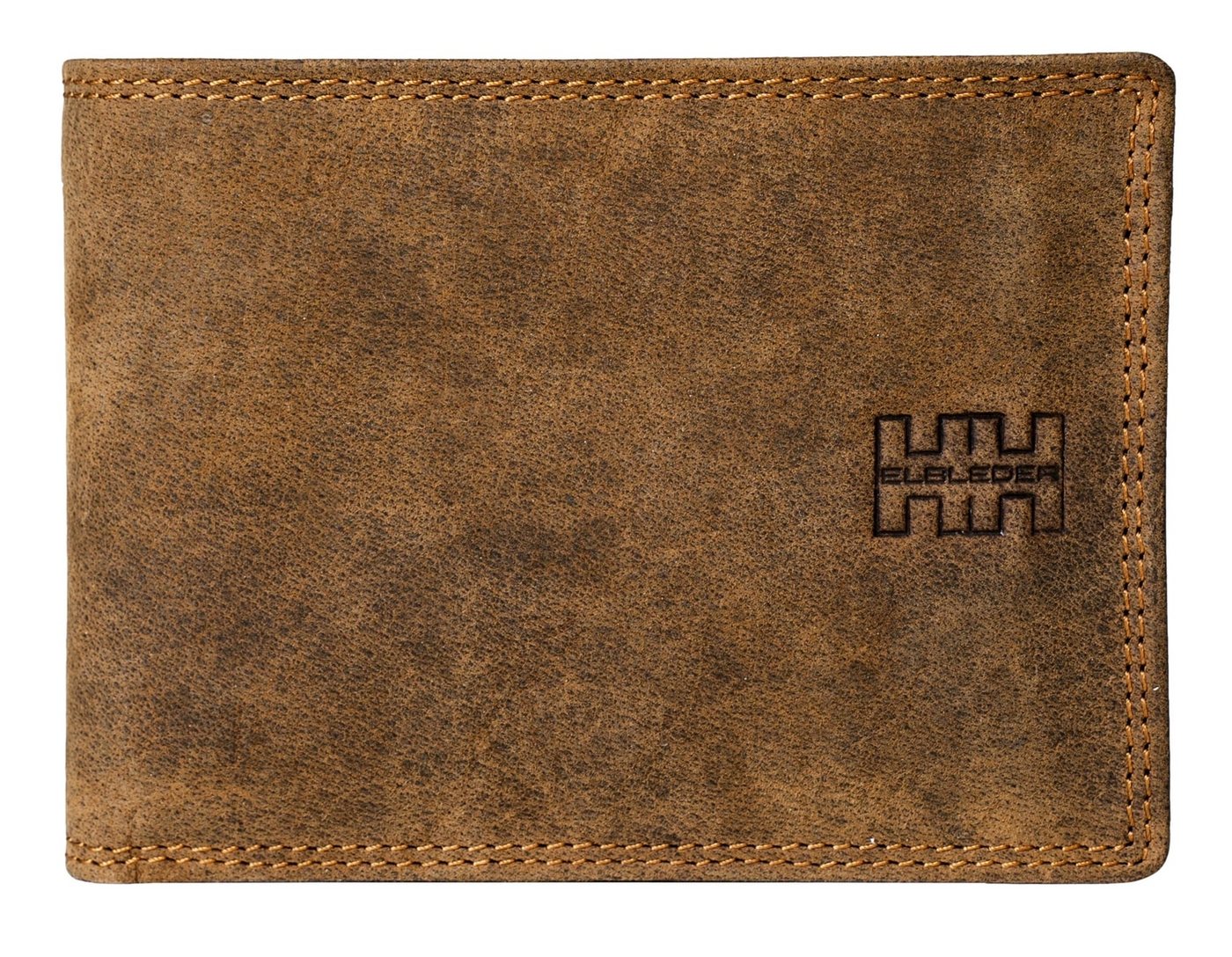 Elbleder Geldbörse Polo 105 klassisches Herren Portemonnaie aus Echtleder, mit 8 Kartenfächern, Klappe und RFID-Schutz Braun-Vintage von Elbleder