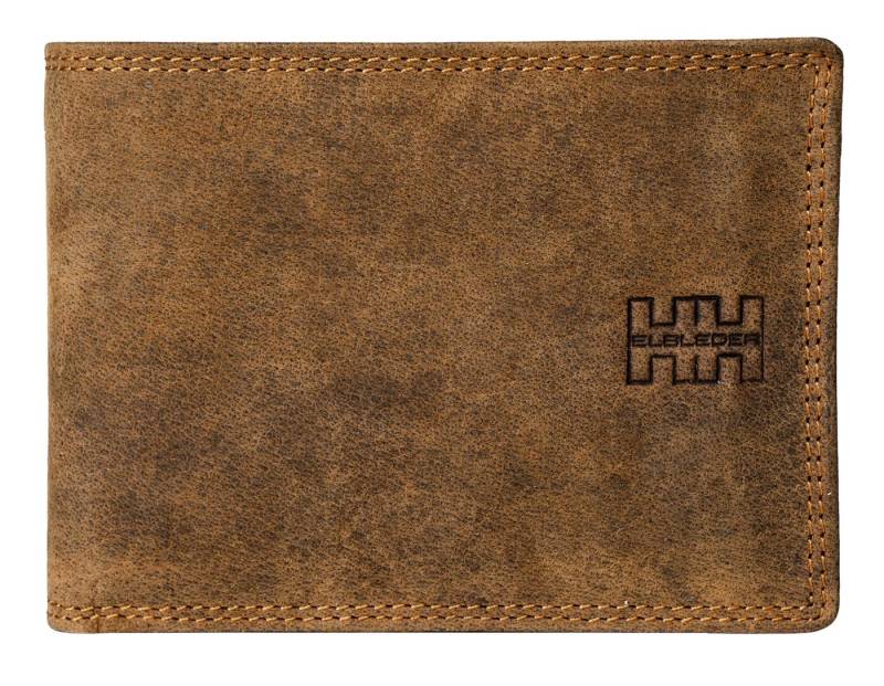 Elbleder Geldbörse Polo 105 klassisches Herren Portemonnaie aus Echtleder, mit 8 Kartenfächern, Klappe und RFID-Schutz Braun-Vintage von Elbleder