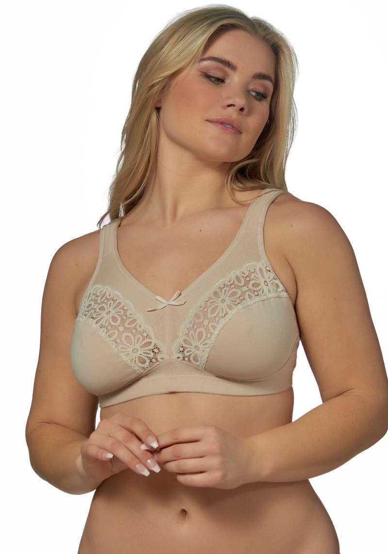 Elbrina Bügelloser BH, 1 Stk. mit Spitze, mit Schleife, breite Träger, ohne Bügel, Baumwollmix von Elbrina