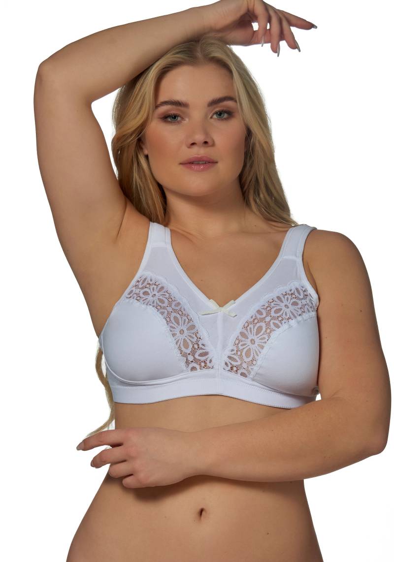 Elbrina Bügelloser BH, 1 Stk. mit Spitze, mit Schleife, breite Träger, ohne Bügel, Baumwollmix von Elbrina