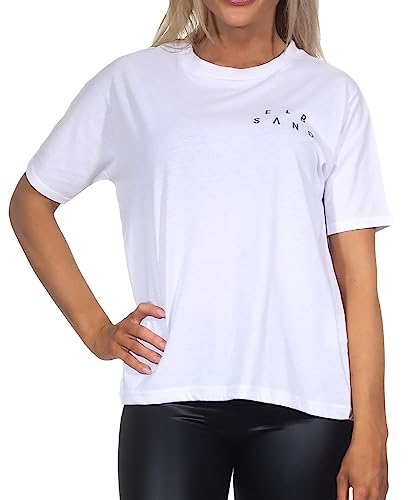 Elbsand Damen T-Shirt ESWLarin Kurzarmshirt mit Logoprint 70584 00 Bright White Cold Water (11104) M von Elbsand