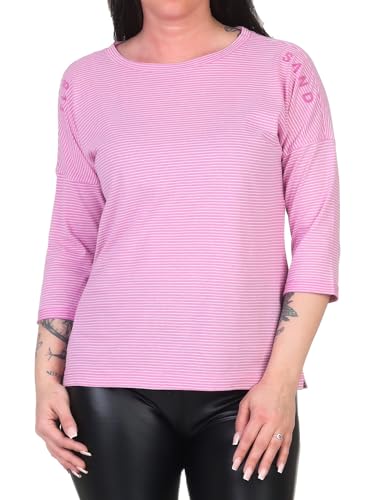 Elbsand Damen 3/4-Arm Shirt ESWVeera Damenshirt mit Streifen 70597 00 Pink Mauve+Cloud White (026) L von Elbsand