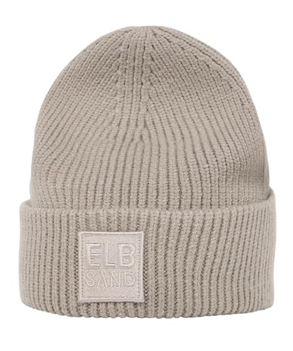 Elbsand Damen Beanie ESNora Strickmütze mit Logopatch 10012 00 Driftwood (216) von Elbsand