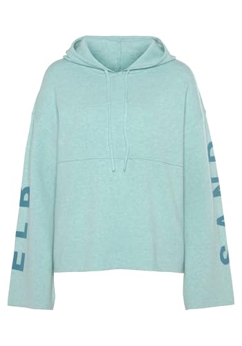 Elbsand Damen Hoodie mit Kapuze, Locker, Langarm, Blau, Buchstabenmuster, Strick-Hoodie, Pullover, Sweater von Elbsand