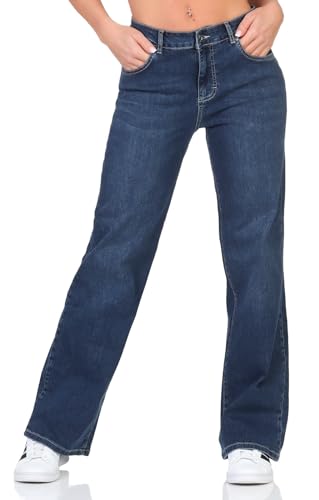 Elbsand Damen Jeans Hose ESWMaelle Bootcut Damenjeans mit weitem Bein 70708 00 Power (Dark Blue Washing) (756) 44 von Elbsand