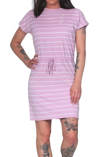 Elbsand Damen Jersey-Kleid ESWSellvie Kurzarm Shirtkleid mit Streifen 70721 00 Faded Rose+Bright White Stripe (086) M von Elbsand