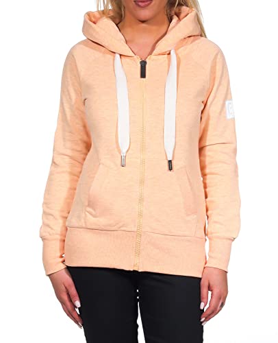 Elbsand Damen Kapuzen-Sweatjacke ESKelin Freizeitjacke mit Kapuze 70376 00 Fusion Peach Melange (305) XS von Elbsand