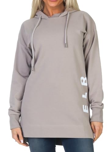 Elbsand Damen Long-Hoodie ESFerun Sweatshirt mit Kapuze 70512 00 Silver Sand (140) XXL von Elbsand