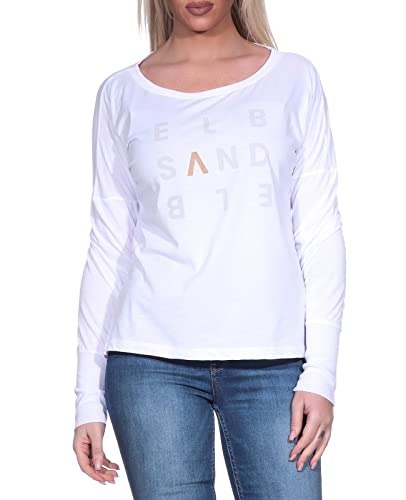 Elbsand Damen Longsleeve ESIngiara leichtes Langarmshirt mit Frontprint 70404 00 Bright White (111) XS von Elbsand