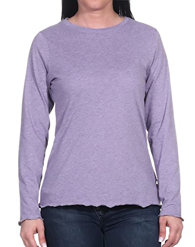 Elbsand Damen Longsleeve ESWErila leichtes Langarmshirt Rundhals 70533 00 Lilac Smoke Mel. (607) S von Elbsand