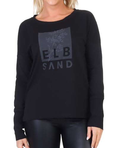 Elbsand Damen Longsleeve ESWIrpa Langarmshirt mit Logo-Frontprint 70650 00 Quarz+Silver Sand (99409) L von Elbsand