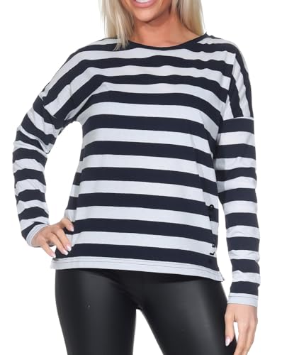 Elbsand Damen Longsleeve ESWMilia Langarmshirt mit Streifen 70674 00 Coldwater + Cloud White (034) Coll.25.1 L von Elbsand