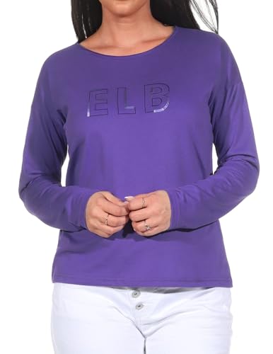 Elbsand Damen Longsleeve ESWNikka Langarmshirt mit Labelprint 70741 00 Ultra Violet (614) XL von Elbsand