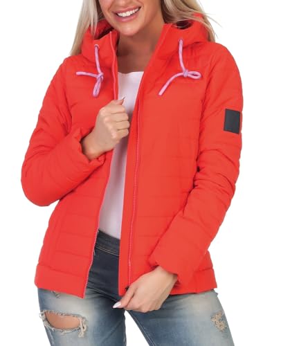 Elbsand Damen Steppjacke ESWClaris gesteppte Übergangsjacke mit Kapuze 70695 00 Lobster (380) XL von Elbsand