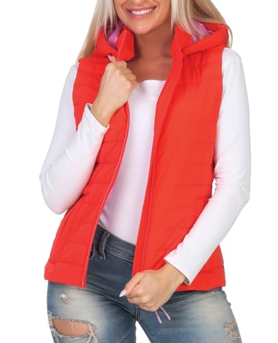 Elbsand Damen Steppweste ESWCara gesteppte Damenweste mit Kapuze 70697 00 Lobster (380) L von Elbsand