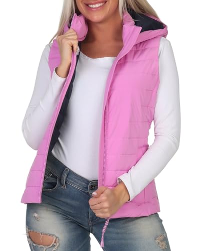 Elbsand Damen Steppweste ESWCara gesteppte Damenweste mit Kapuze 70697 00 Pink Mauve (548) L von Elbsand