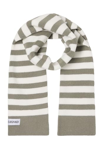 Elbsand Damen Strickschal gestreifter Damenschal ESNoelle 10023 00 Pale Fern + Cloud White (0101) von Elbsand