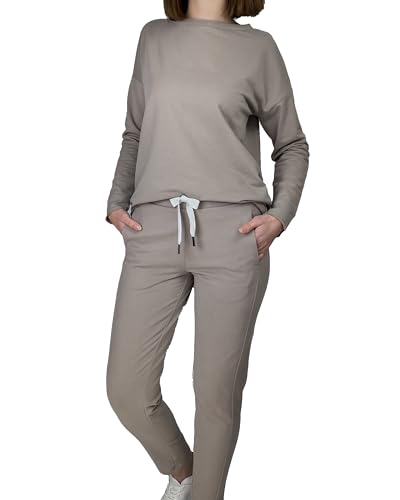Elbsand Briane Damen Jogginganzug - 2-teiliges Set aus Pflegeleichter Baumwolle, Inkl. Jogginghose & Sweater, Lockere Passform, Ideal für Freizeit, leichtem Sport und Homewear, Größe L von Elbsand
