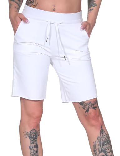 Elbsand Damen Sweat Shorts Bermuda ESWMijar Kurze Sweathose 70825 00 Bright White/Soft Mud (11113) L von Elbsand