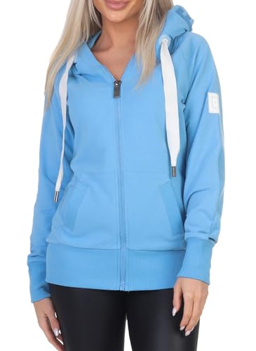 Elbsand Damen Sweatjacke ESKelda Freizeitjacke mit Kapuze 70299-00 Light Azure (732) S von Elbsand