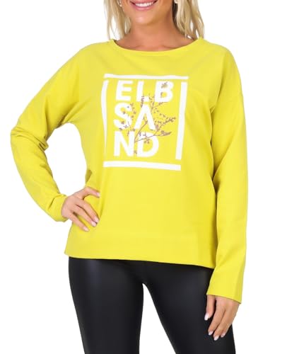 Elbsand Damen Sweatshirt ESWAdda Pullover mit Logo-Frontprint 70661 00 Sulphur (266) XL von Elbsand