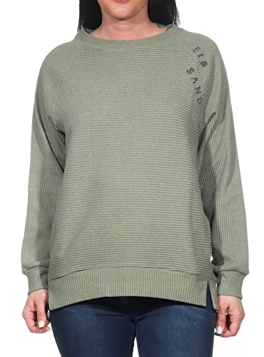 Elbsand Damen Sweatshirt ESWPirja Gerippter Pullover 70542 00 Lichen Green (844) S von Elbsand