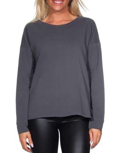 Elbsand Damen Sweatshirt ESWRiane Pullover mit Rückenprint 70509 00 Charcoal (989) M von Elbsand