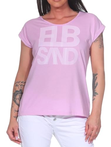 Elbsand Damen T-Shirt ESWEldis Kurzarmshirt mit Logo-Frontprint 70577 00 Faded Rose Mel. (641) L von Elbsand