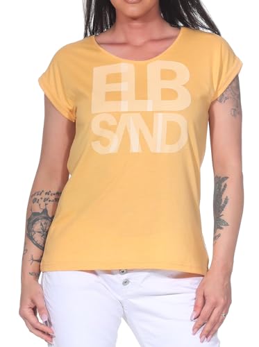 Elbsand Damen T-Shirt ESWEldis Kurzarmshirt mit Logo-Frontprint 70577 00 Orange Haze Mel. (325) L von Elbsand