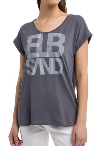 Elbsand Damen T-Shirt ESWEldis Kurzarmshirt mit Logo-Frontprint 70578 00 Charcoal + White (98901) S von Elbsand