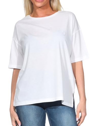 Elbsand Damen T-Shirt ESWMoa Loose Fit Kurzarmshirt mit Frontprint 70792 00 Cloud White Iridescent (16617) L von Elbsand