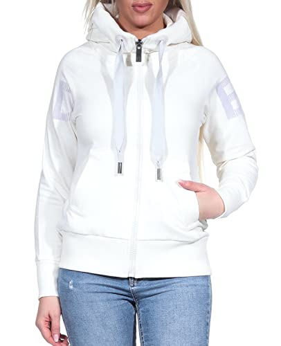 Elbsand Damen Sweatjacke mit Kapuze Hoodie mit Kapuze Hoodie ESKekoa 70435 00 Cloud White (166) L von Elbsand