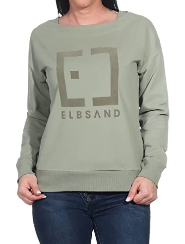 Elbsand Damen Sweatshirt ESFinnia Pullover mit Logoprint 70121 00 Lichen Green (844) XL von Elbsand