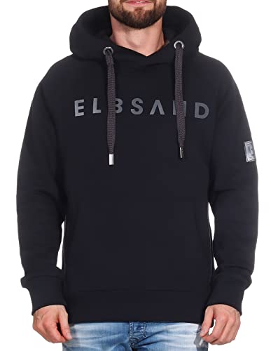 Elbsand Herren Hoodie ESMKjetil Kapuzen-Pullover mit Logoprint 35067 00 Caviar (990) XXL von Elbsand