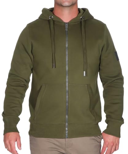 Elbsand Herren Kapuzen-Sweatjacke ESMMats Freizeitjacke mit Flockprint 35011 00 Moss (834) XL von Elbsand