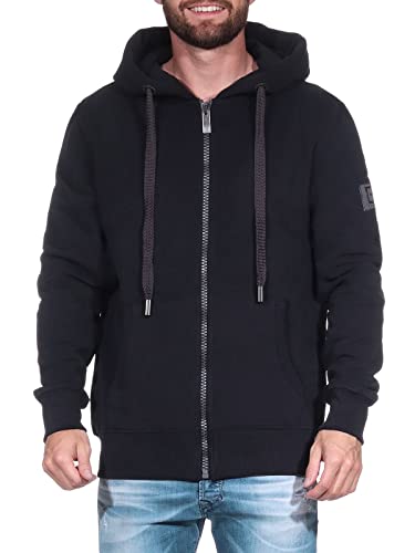 Elbsand Herren Kapuzen-Sweatjacke ESMMats Freizeitjacke mit Flockprint 35011 00 caviar (990) XXL von Elbsand