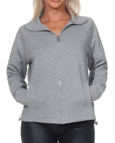 Elbsand Iona Damen Sweatjacke mit Stehkragen und Leistentaschen, Oversized fit von Elbsand