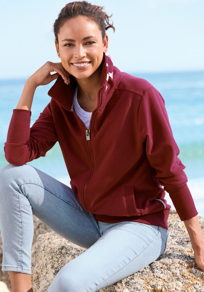 Elbsand Sweatjacke Alvis mit Logodruck am Kragen, bequeme Freizeitjacke von Elbsand