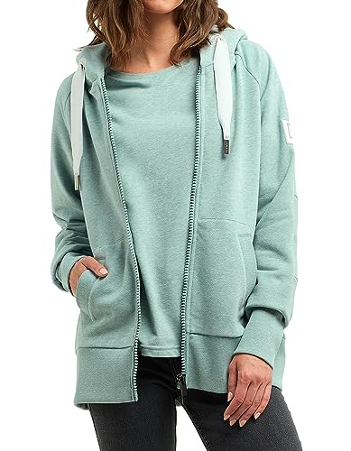 Elbsand Damen Sweatjacke mit Kapuze ESKelina 70297-00 Green Smoke Mel. (821) XL von Elbsand