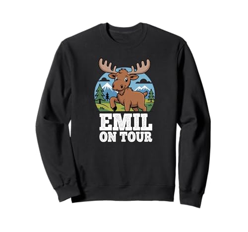 Emil ON Tour Elch Berge Wald Kinder Reise Abenteuer Sweatshirt Emil ON Tour Elch Berge Wald Kinder Reise Abenteuer Sweatshirt von Elch Emil Berge Wandern Camping Abenteuer Kinder