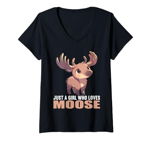 Damen Elche Elch T-Shirt mit V-Ausschnitt von Elche Elch Tier Shop