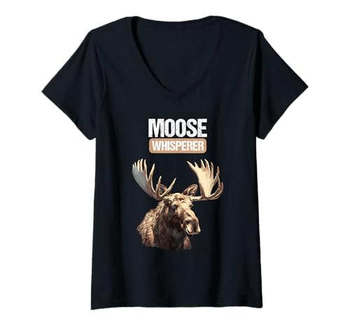 Damen Elche Elch T-Shirt mit V-Ausschnitt von Elche Elch Tier Shop