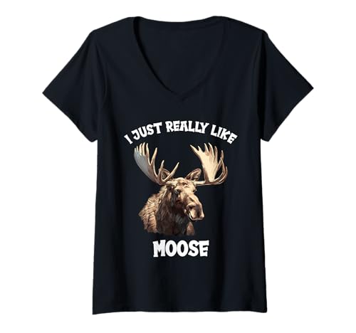 Damen Elche Elch T-Shirt mit V-Ausschnitt von Elche Elch Tier Shop